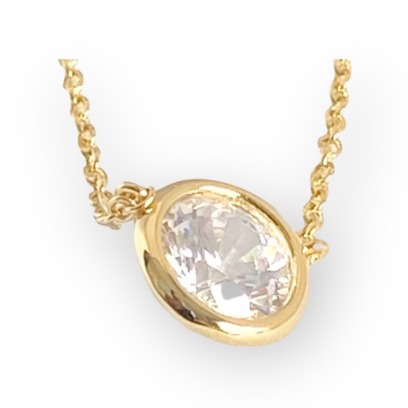 new Lassaire ☺︎︎ Bezel Set Simulated Diamond Necklace ☺︎︎ 18K Gold Plated 925 SS - Picture 10 of 16